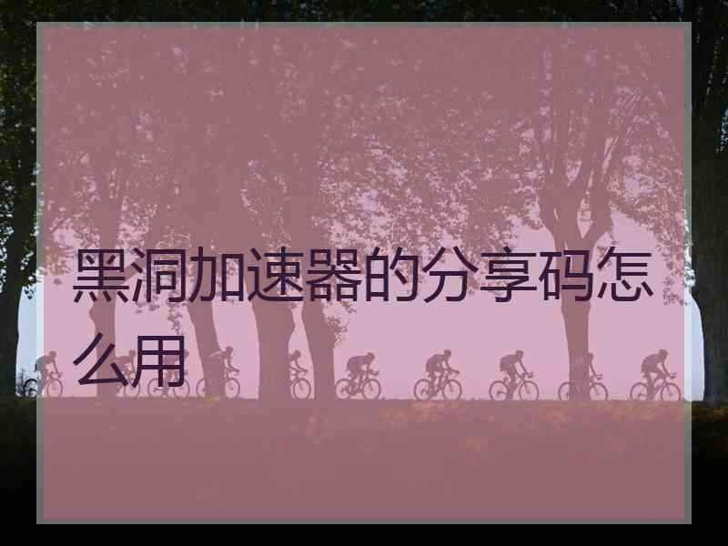 黑洞加速器的分享码怎么用