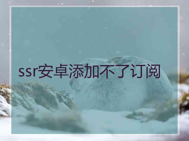 ssr安卓添加不了订阅