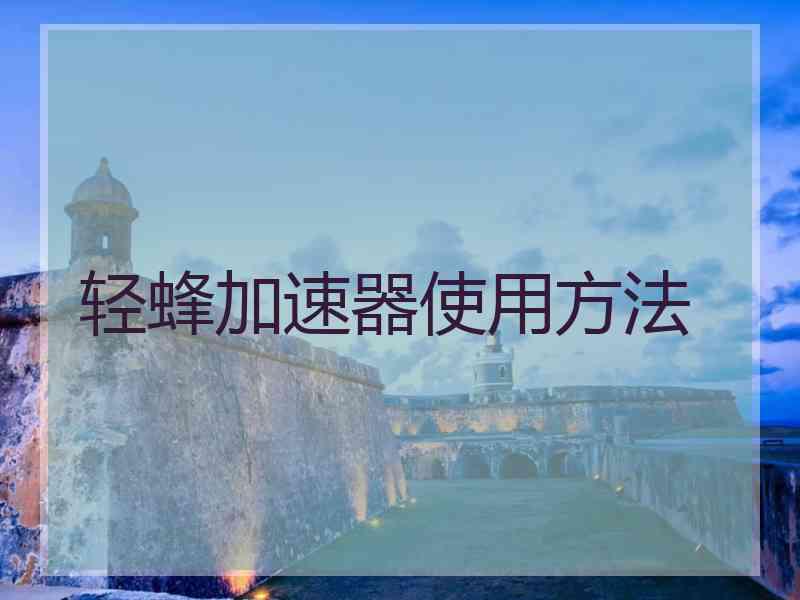 轻蜂加速器使用方法